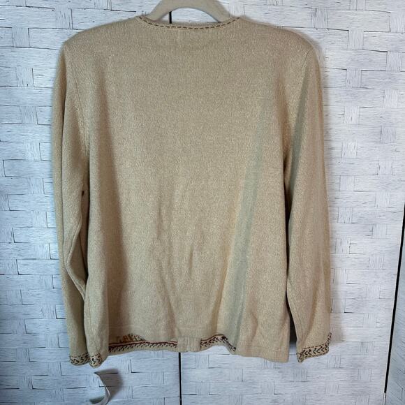 Alfred Dunner women’s cardigan zip front cream 90s knit embroidered cozy core  - Picture 2 of 9